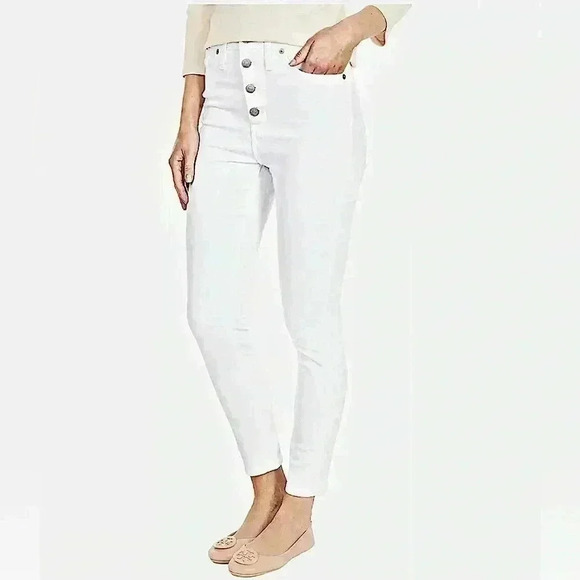 Madewell Denim - NWT 10" High-Rise Skinny Crop Jeans in Pure White: Button-Front Edition